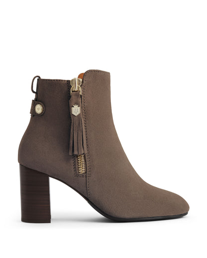 Oakham Heeled Ankle Boot - Deep Taupe Suede