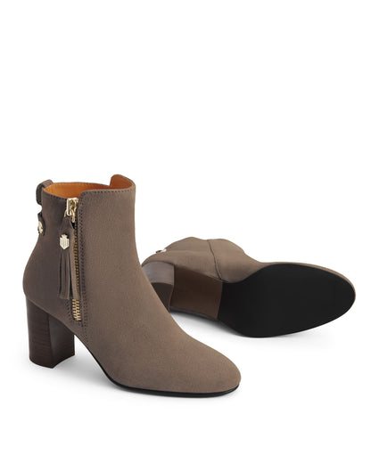 Oakham Heeled Ankle Boot - Deep Taupe Suede