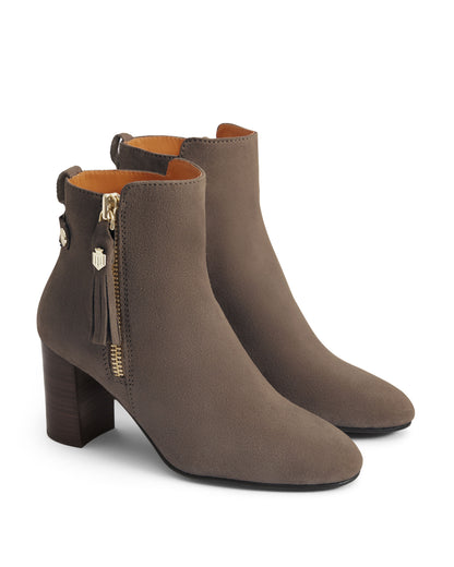 Oakham Heeled Ankle Boot - Deep Taupe Suede