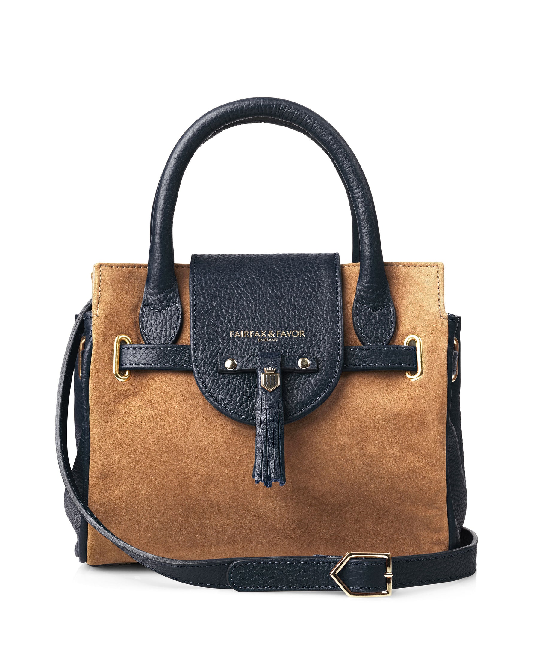 Landmark | Fairfax & Favor Mini Windsor Handbag - Tan/Navy