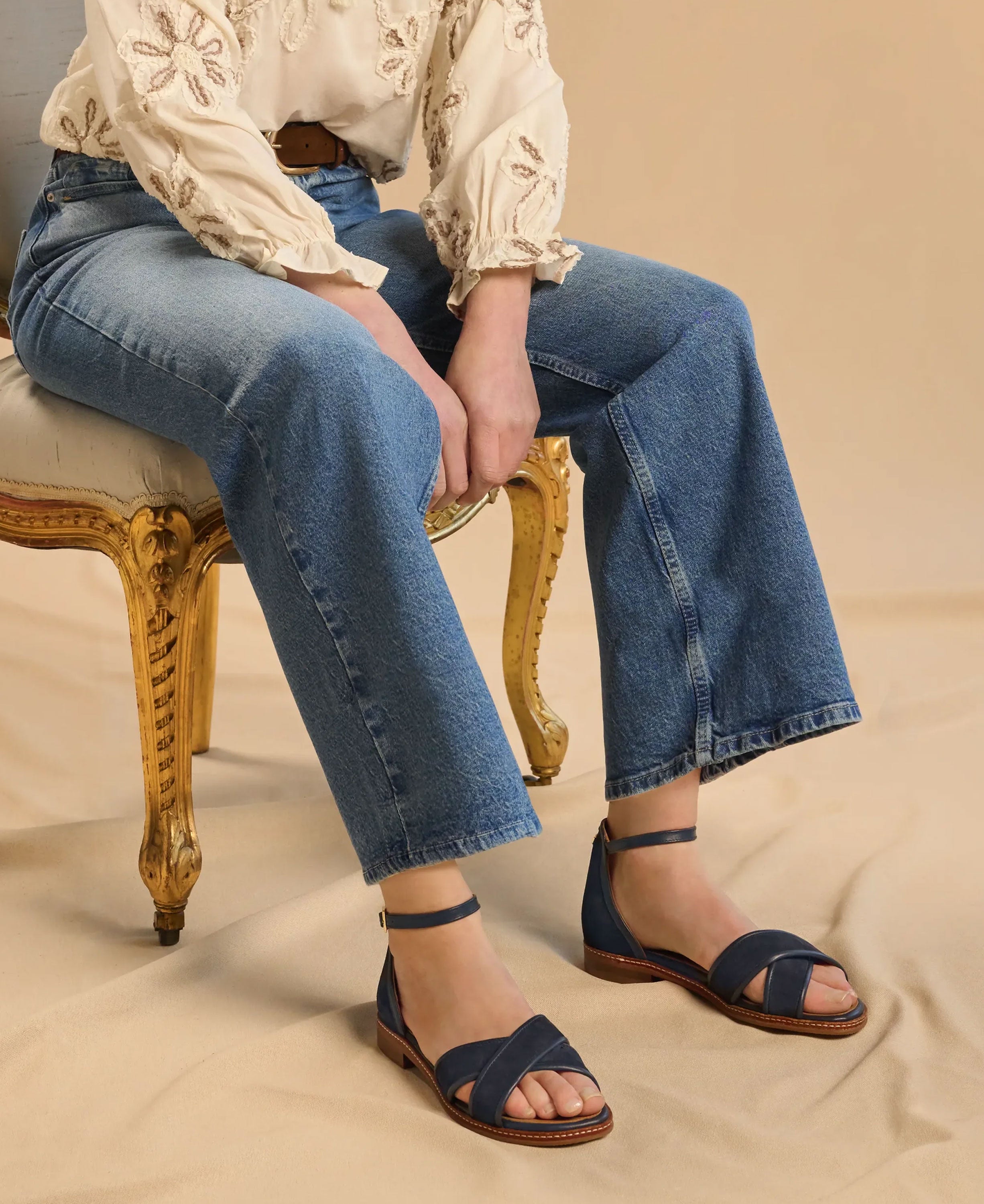 Valencia Sandal - Navy Suede