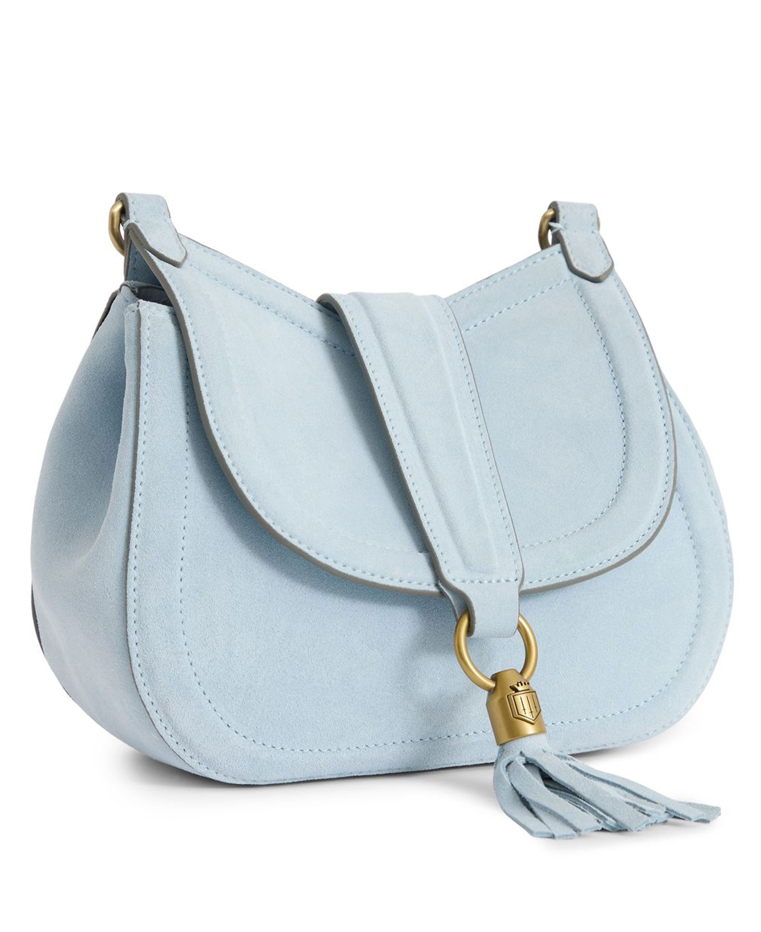 Langham Messenger Bag Suede - Sky Blue