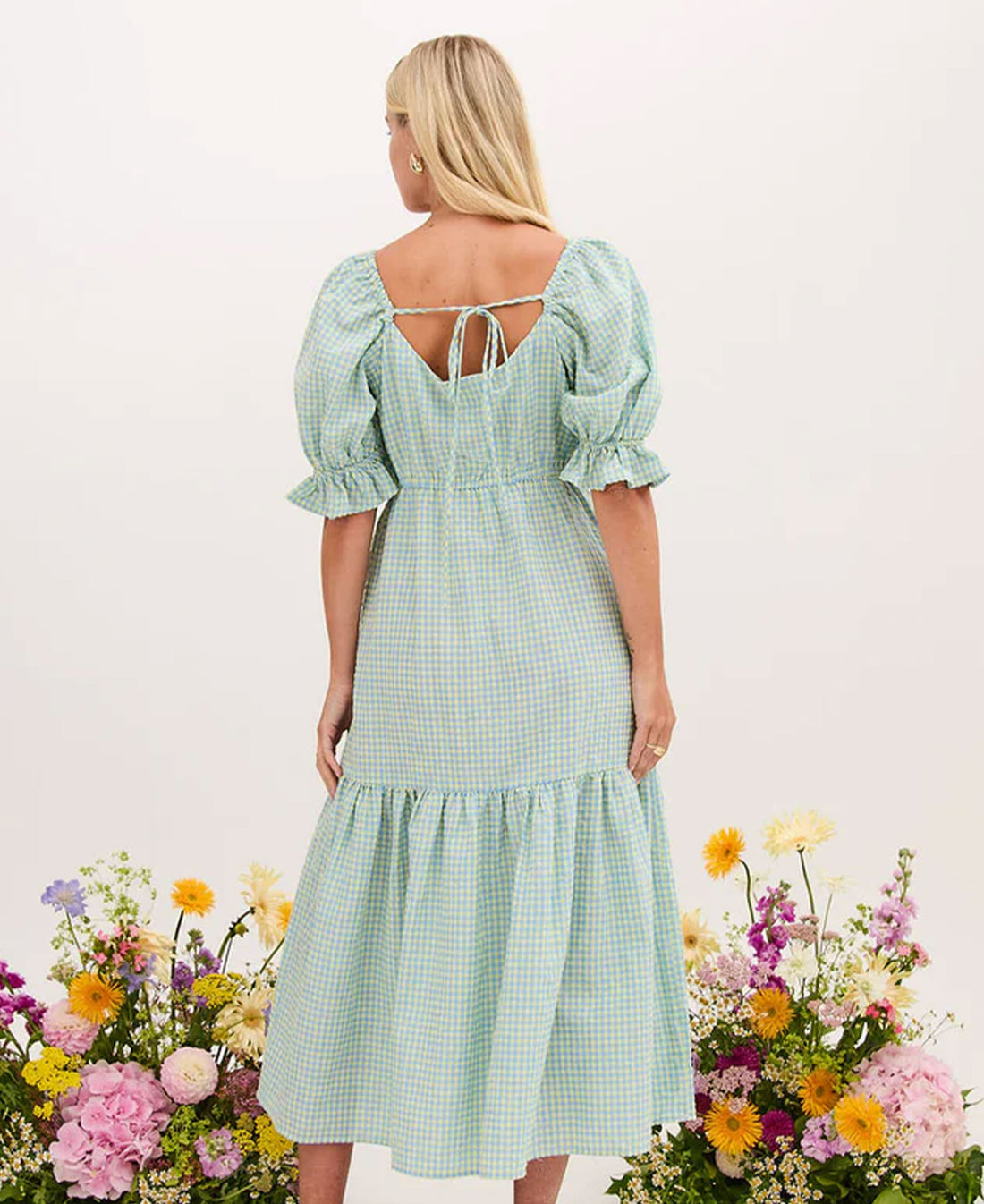 Eliza Smock Dress - Blue/Yellow