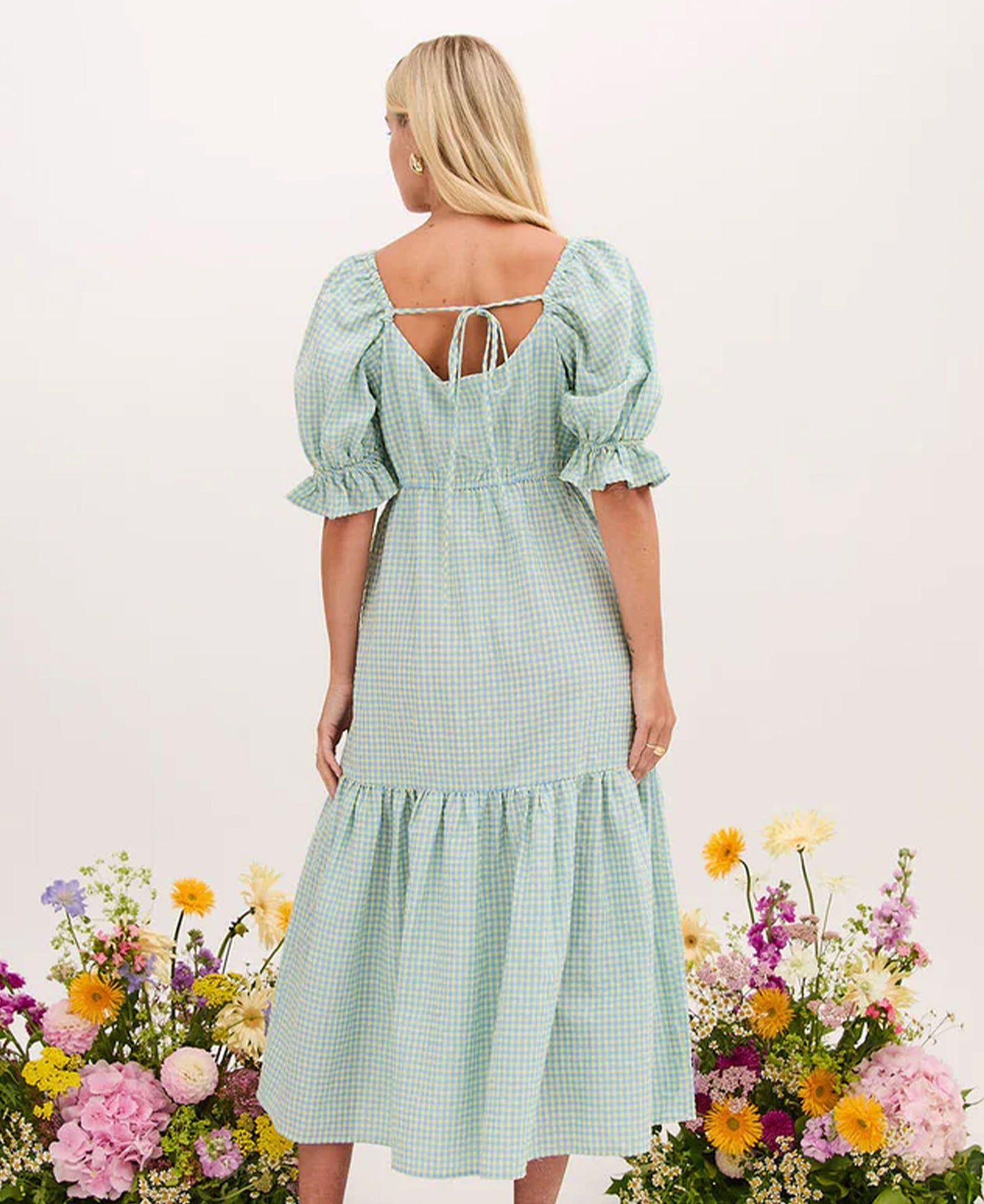 Eliza Smock Dress - Blue/Yellow