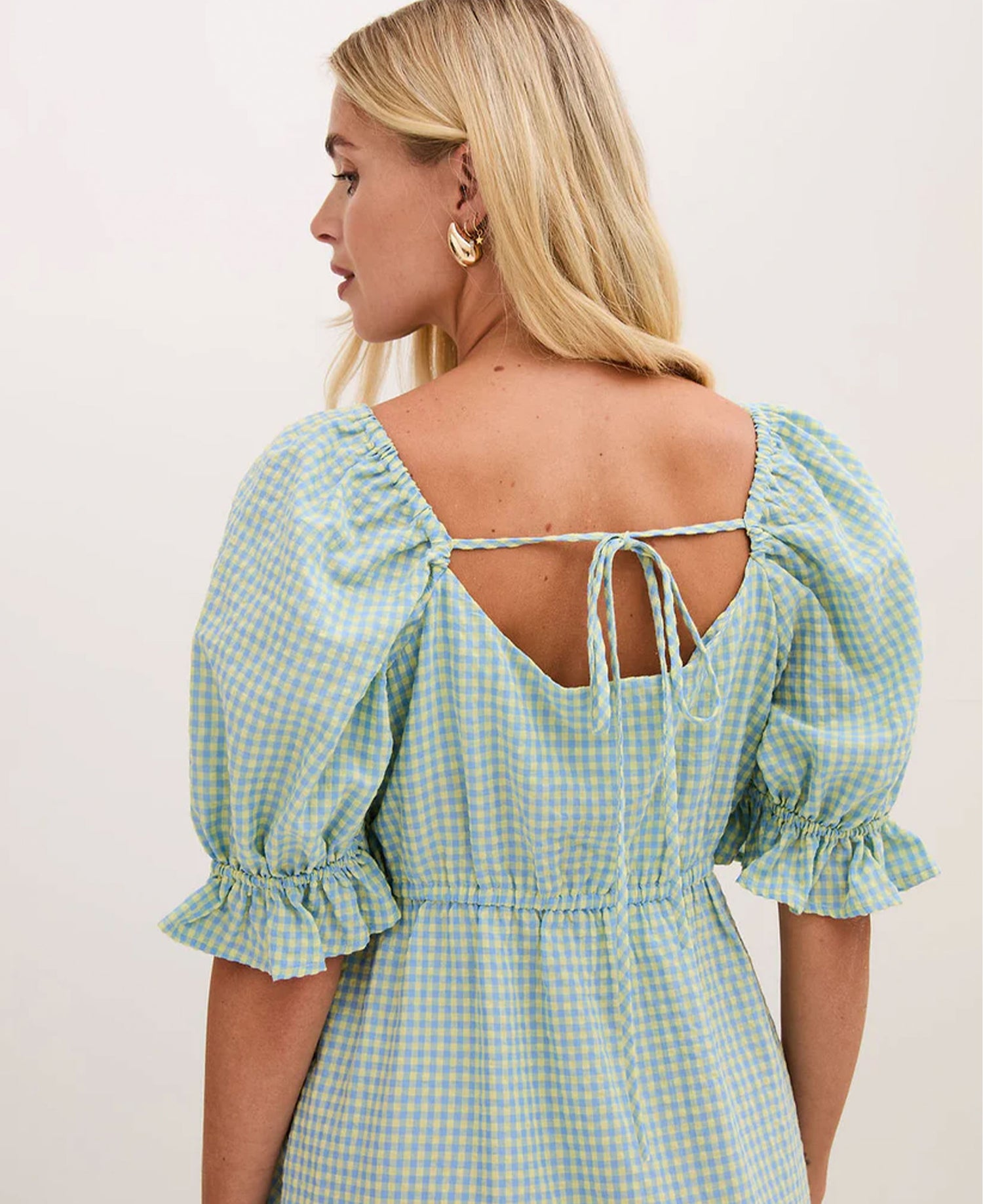 Eliza Smock Dress - Blue/Yellow