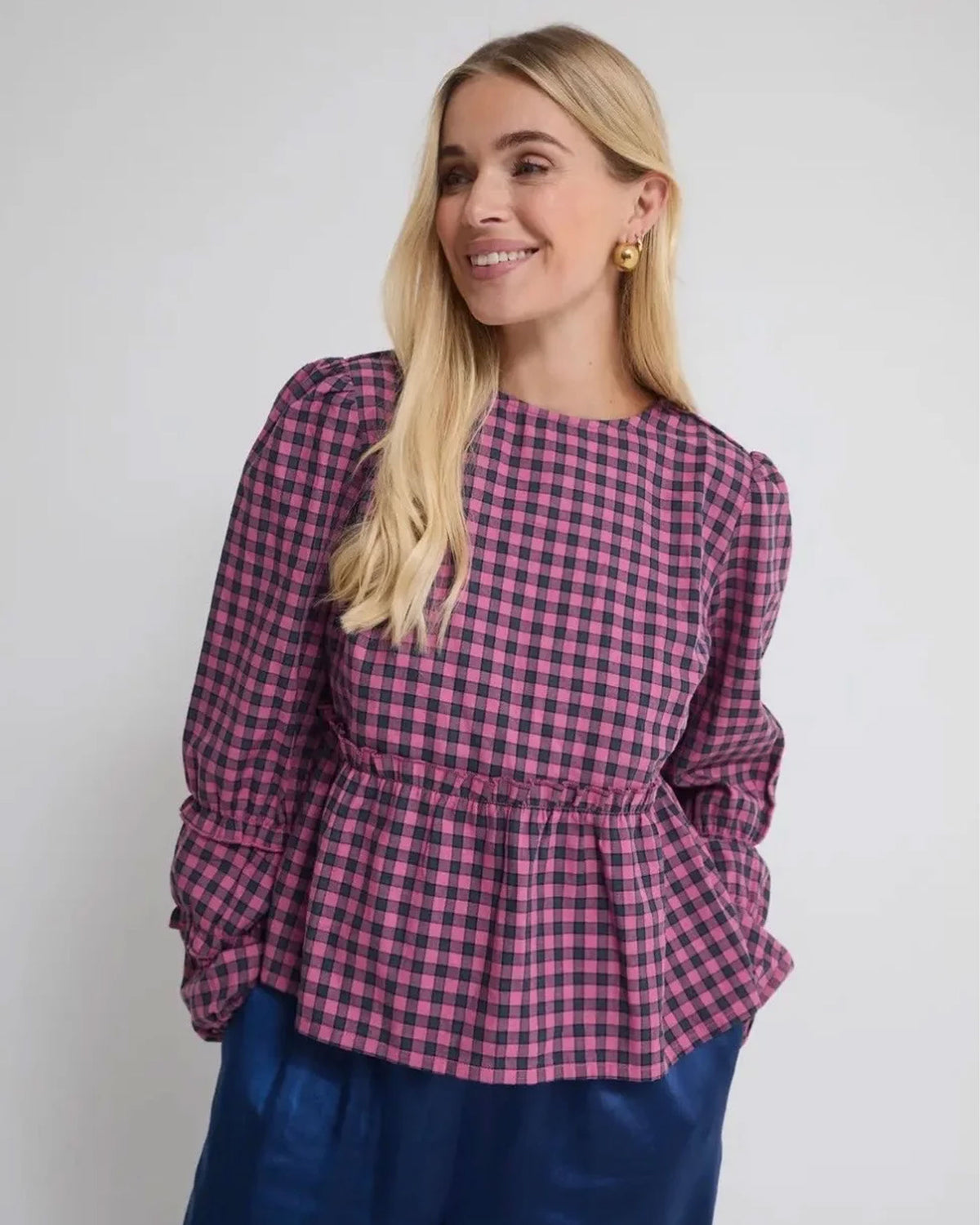 Erika Gingham Top - Pink/Navy