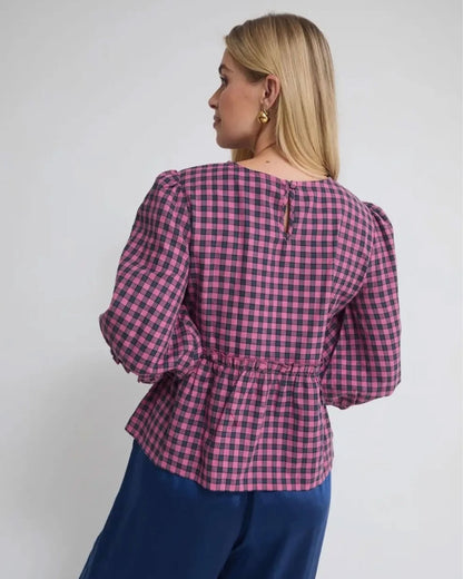 Erika Gingham Top - Pink/Navy