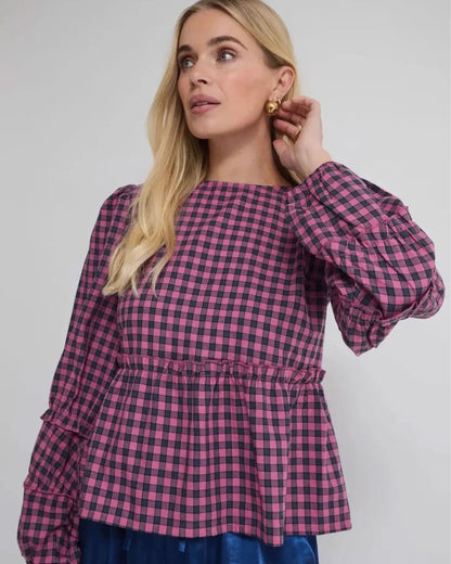 Erika Gingham Top - Pink/Navy