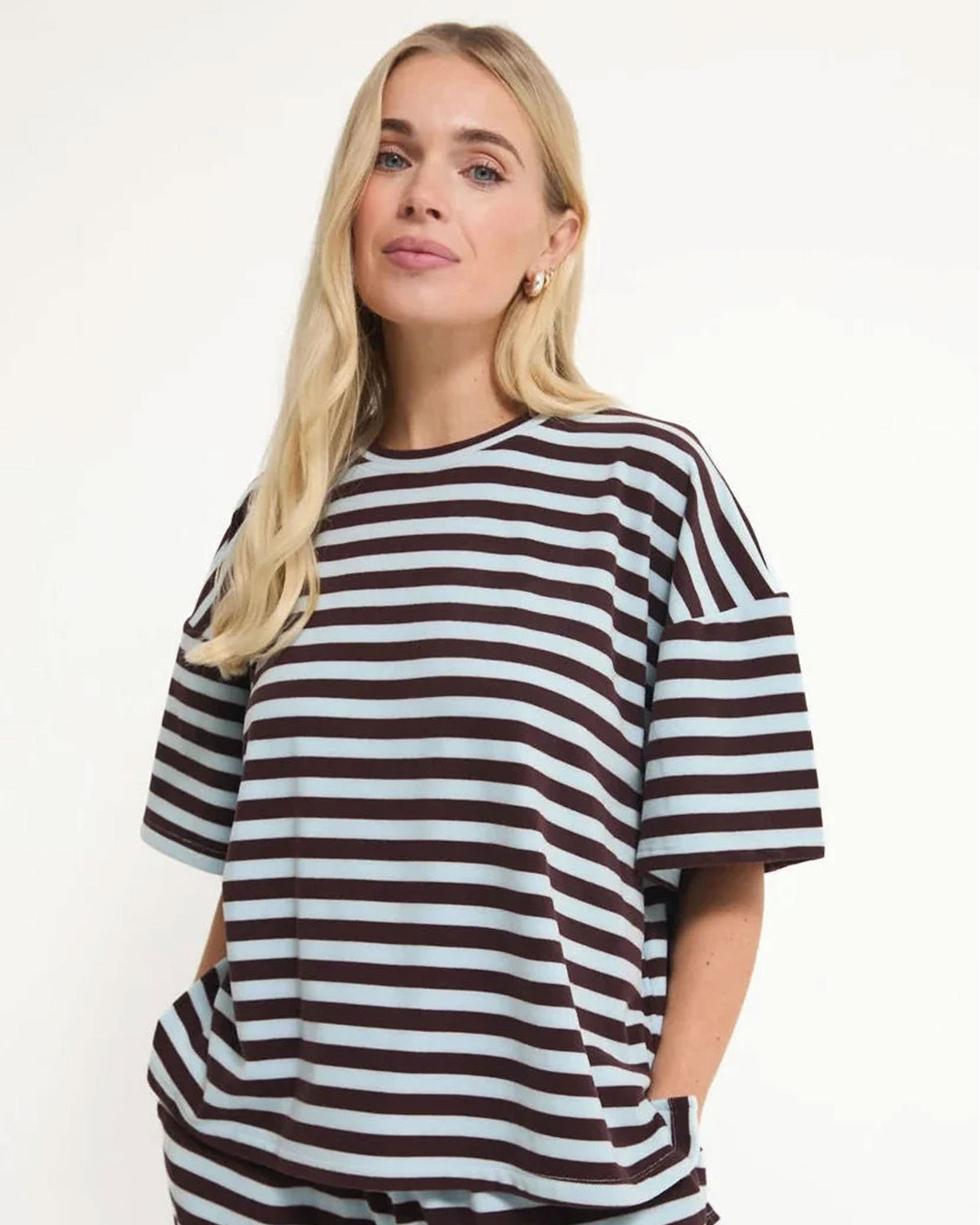 Sara Supersoft Stripe Tee - Blue/Brown