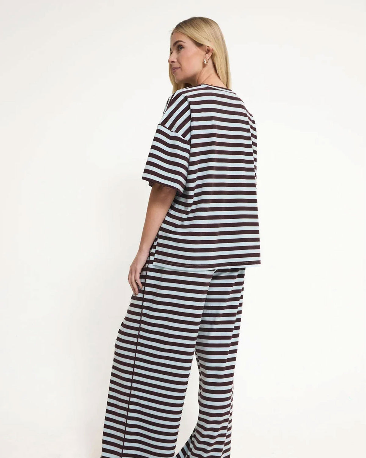 Sara Supersoft Stripe Tee - Blue/Brown