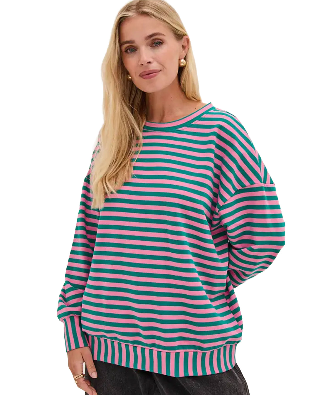 Zara Lightweight Jersey Sweatshirt - Green/Pink