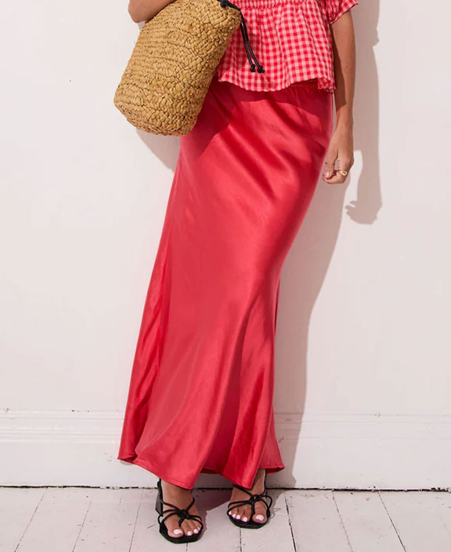 Angel Satin Skirt - Coral