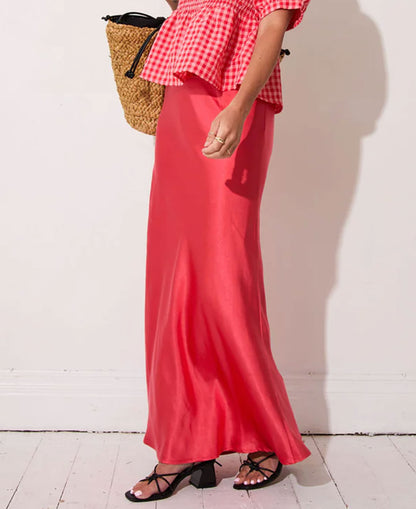 Angel Satin Skirt - Coral