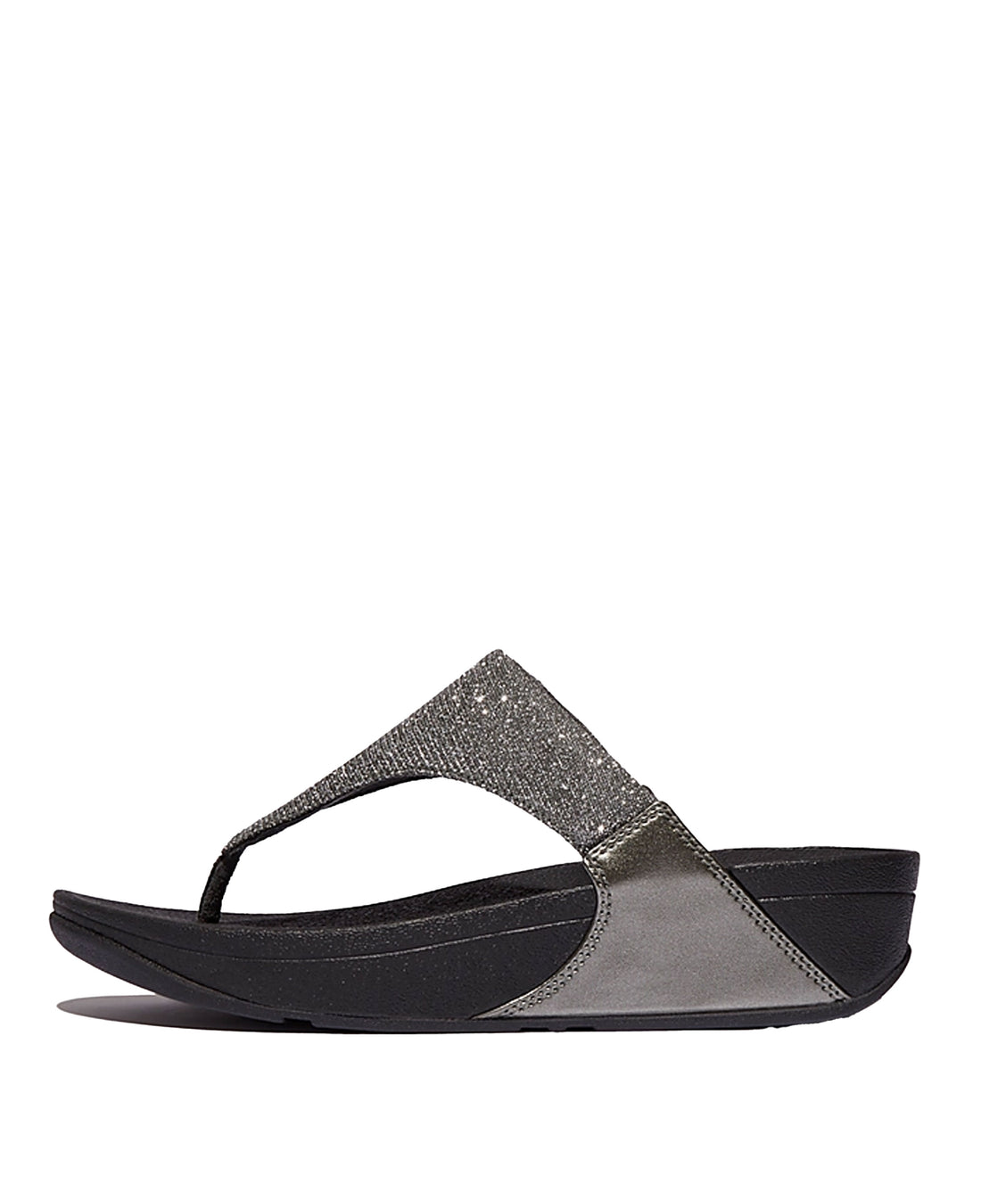 Lulu Shimmerlux Toe-Post Sandals - Pewter