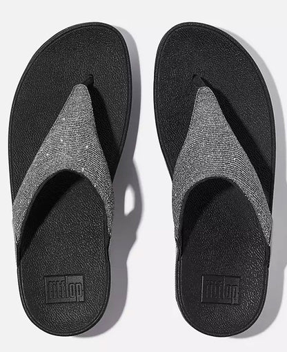 Lulu Shimmerlux Toe-Post Sandals - Pewter