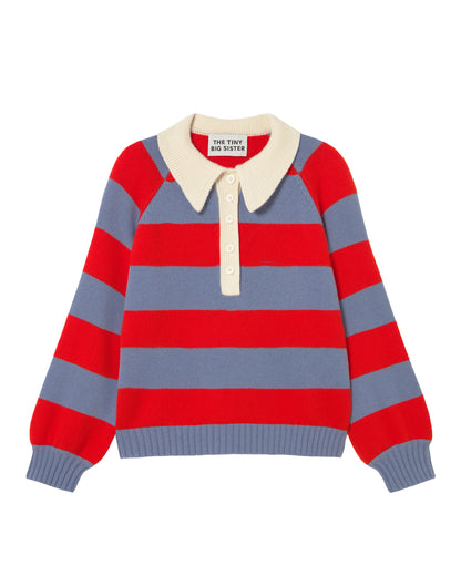 Frank Striped Polo - Grey/Summer Red
