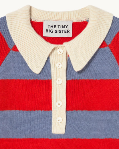 Frank Striped Polo - Grey/Summer Red