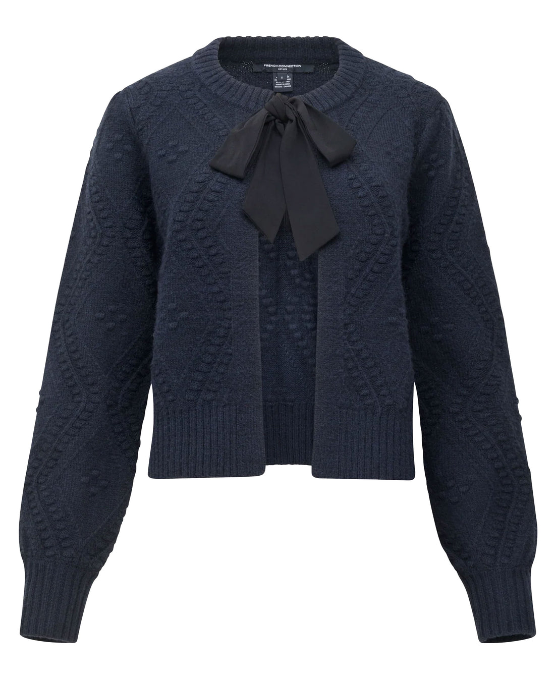 Kitty Bobble Bow Cardigan - Navy Black