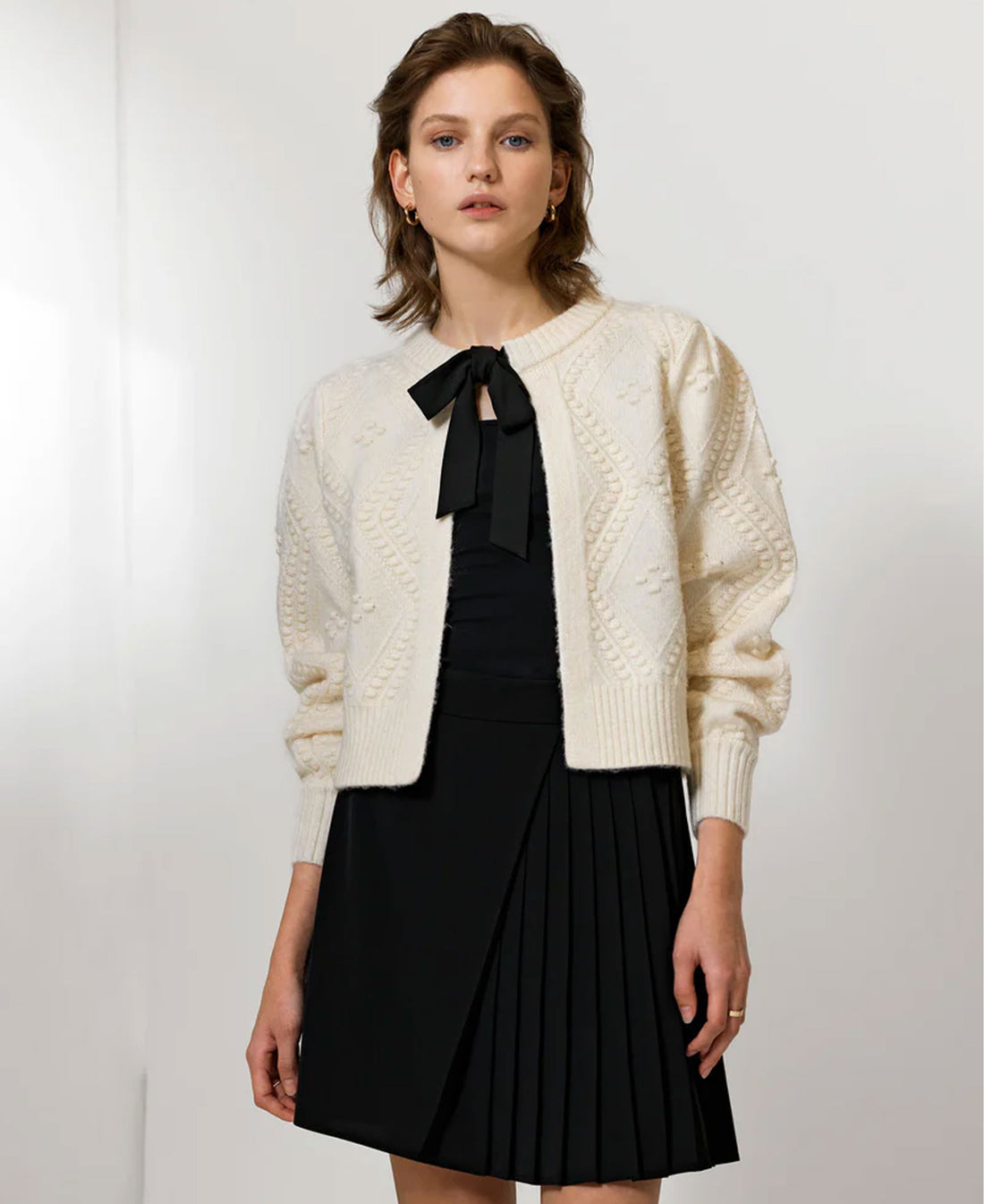 Kitty Bobble Cardigan - Winter White