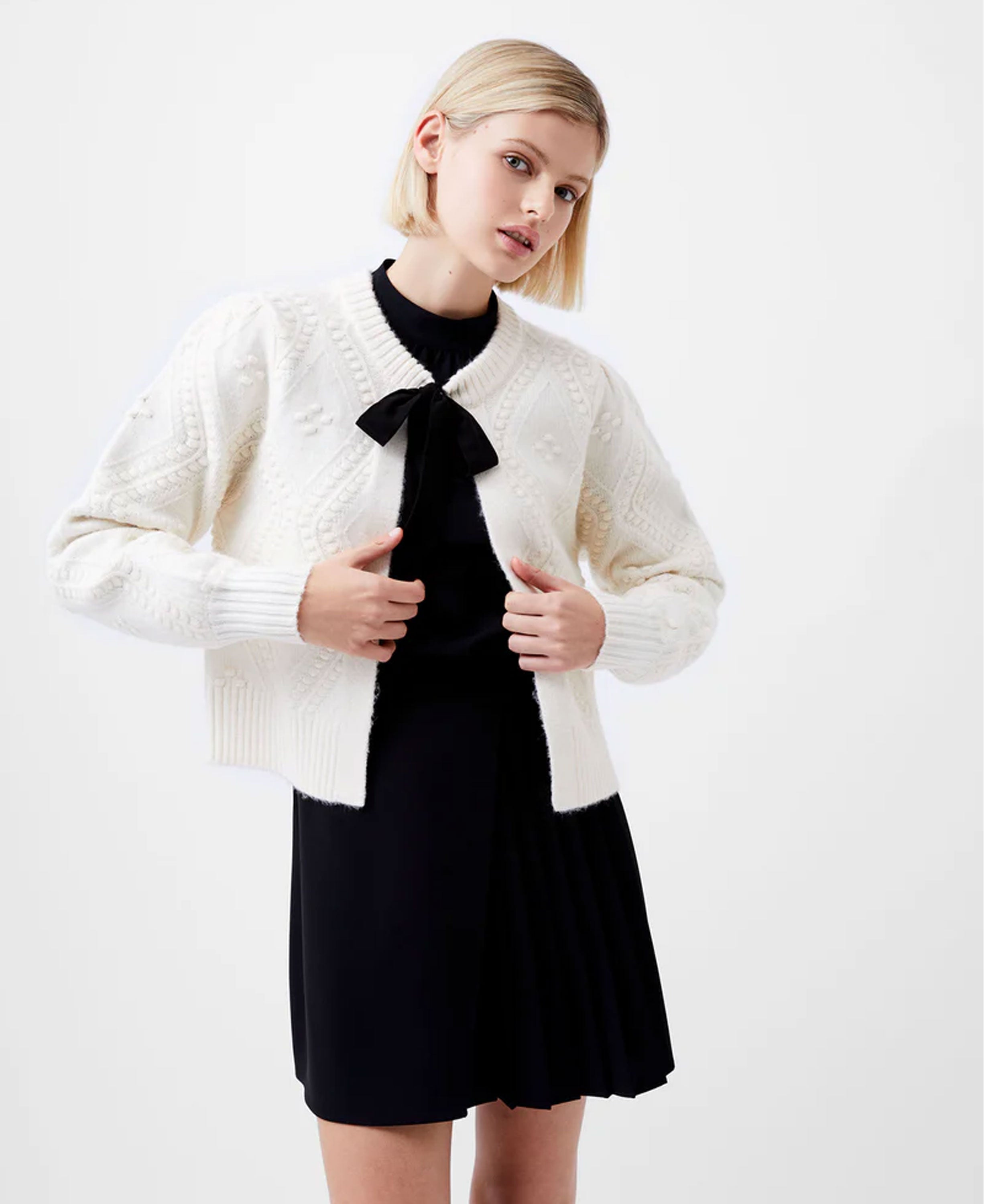 Kitty Bobble Cardigan - Winter White