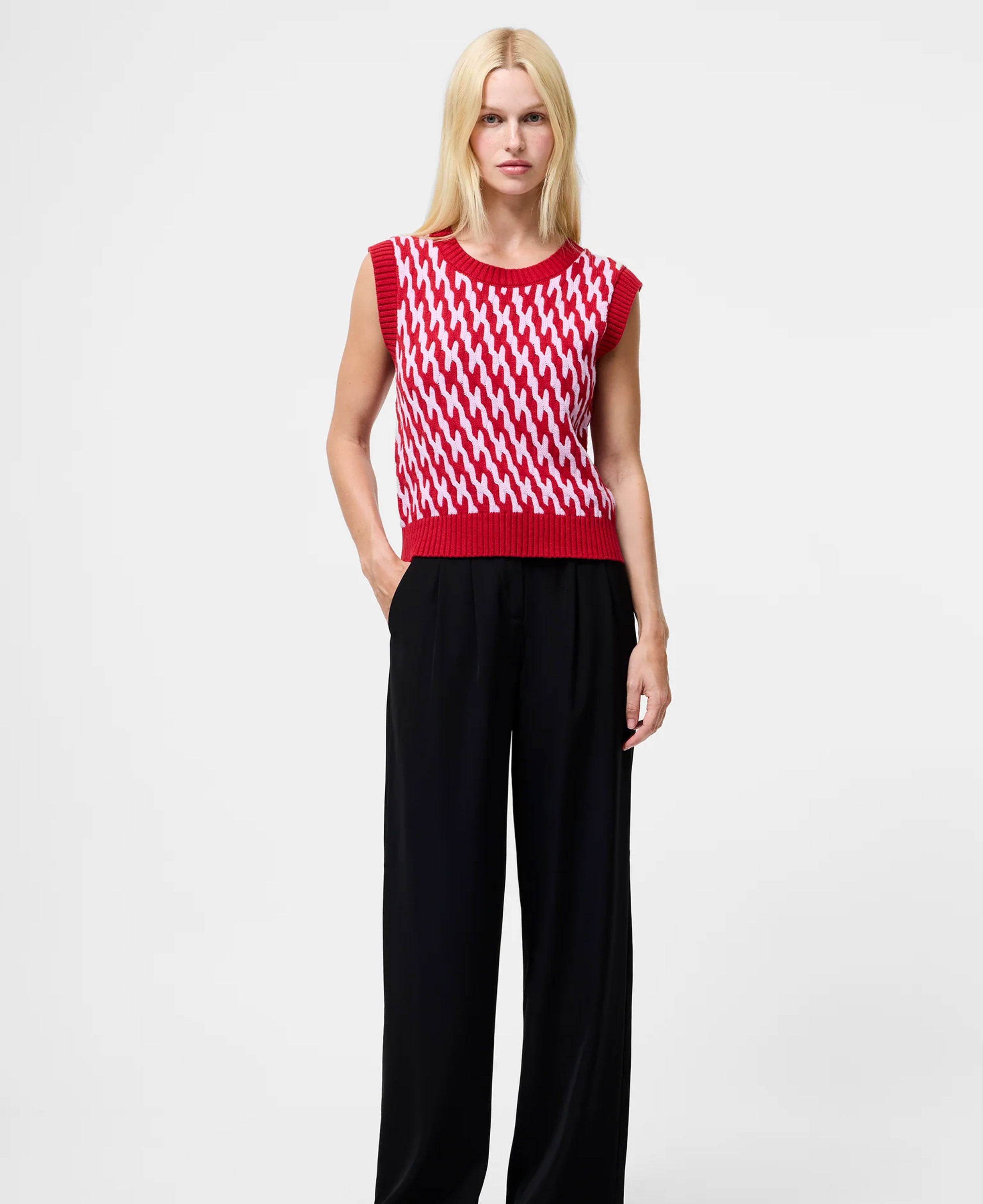 Klara Flec Abstract Striped Vest - Violet Pink/Lipstick