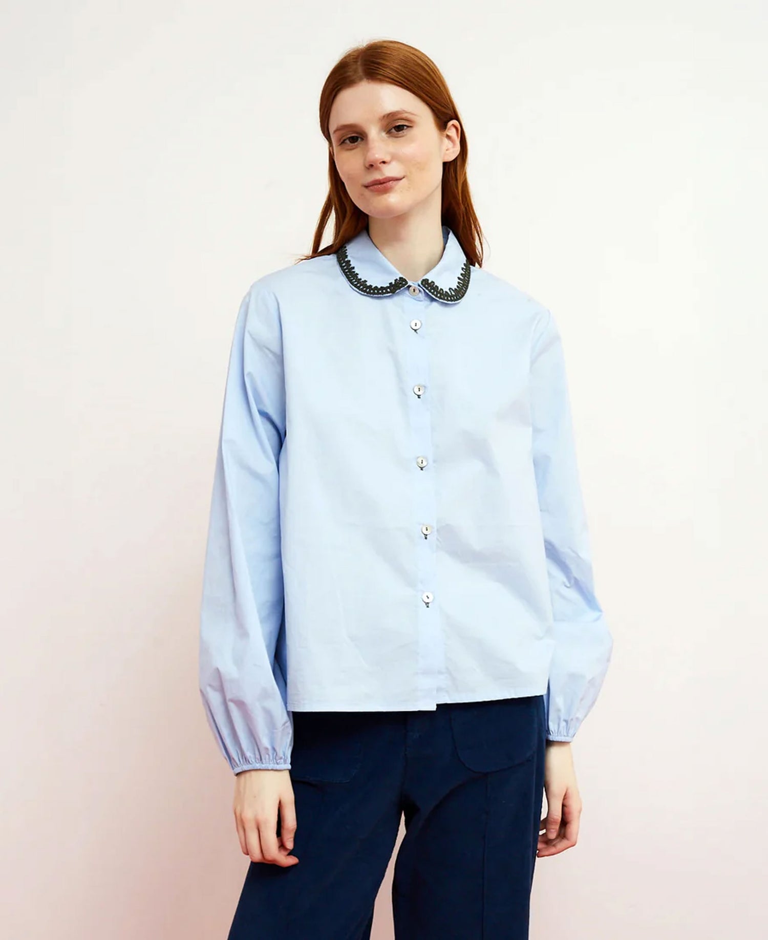 Fun Emb Collar Shirt - Blue