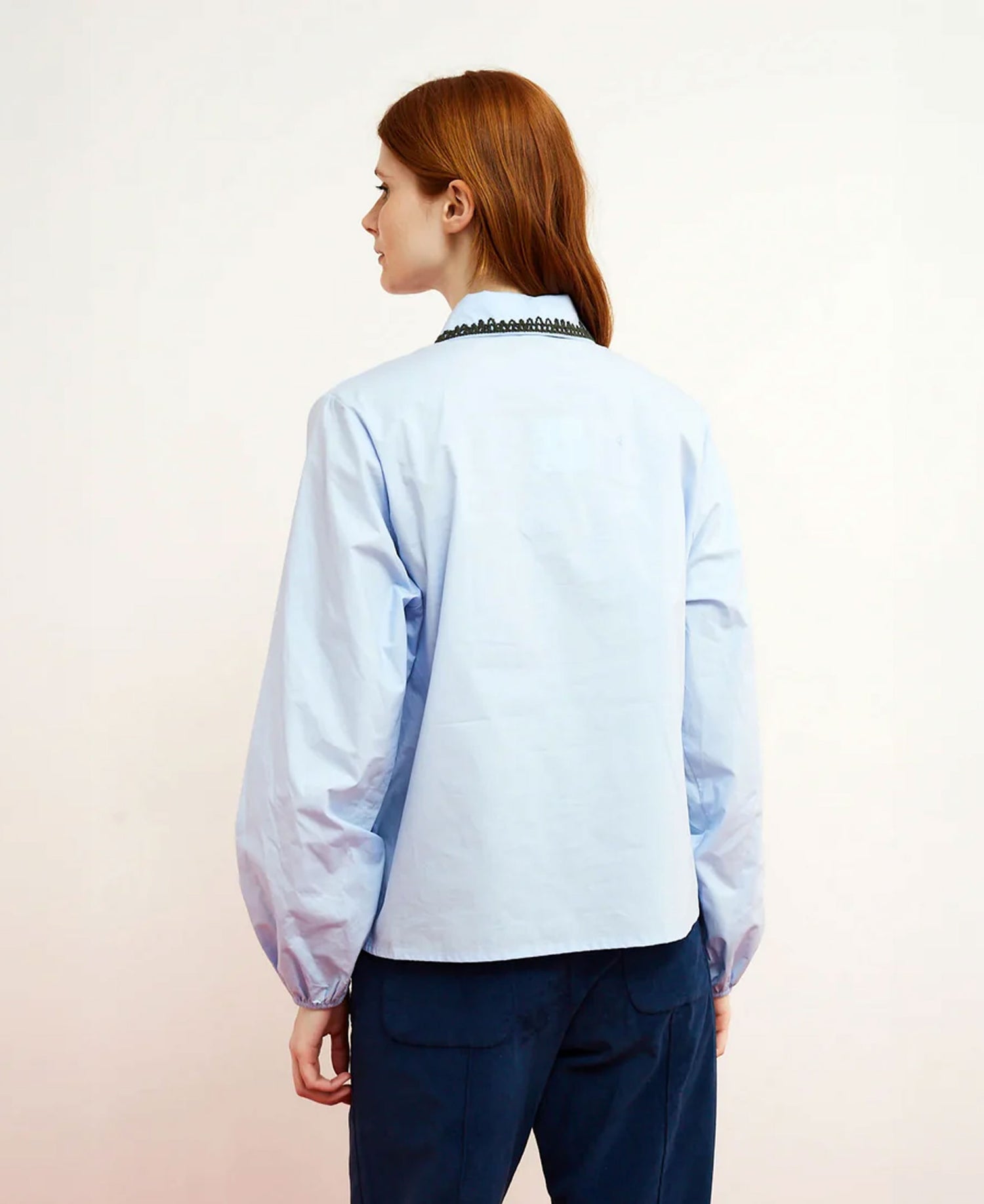 Fun Emb Collar Shirt - Blue