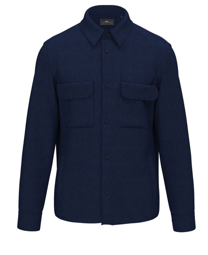 Herringbone Linen Overshirt - Navy