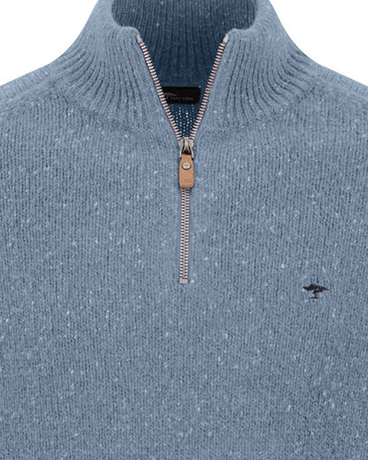 Troyer Zip Donegal Jumper - Air Blue
