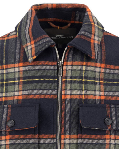 Wool Check Overshirt - Dark Navy