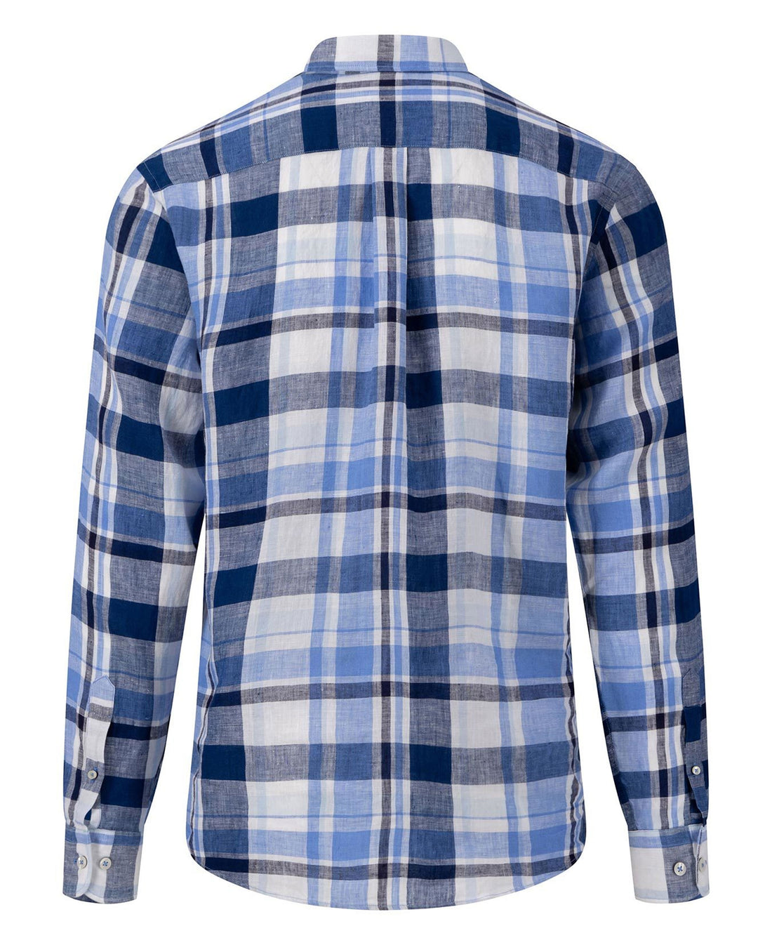 Pure Linen Checks Shirt - Navy