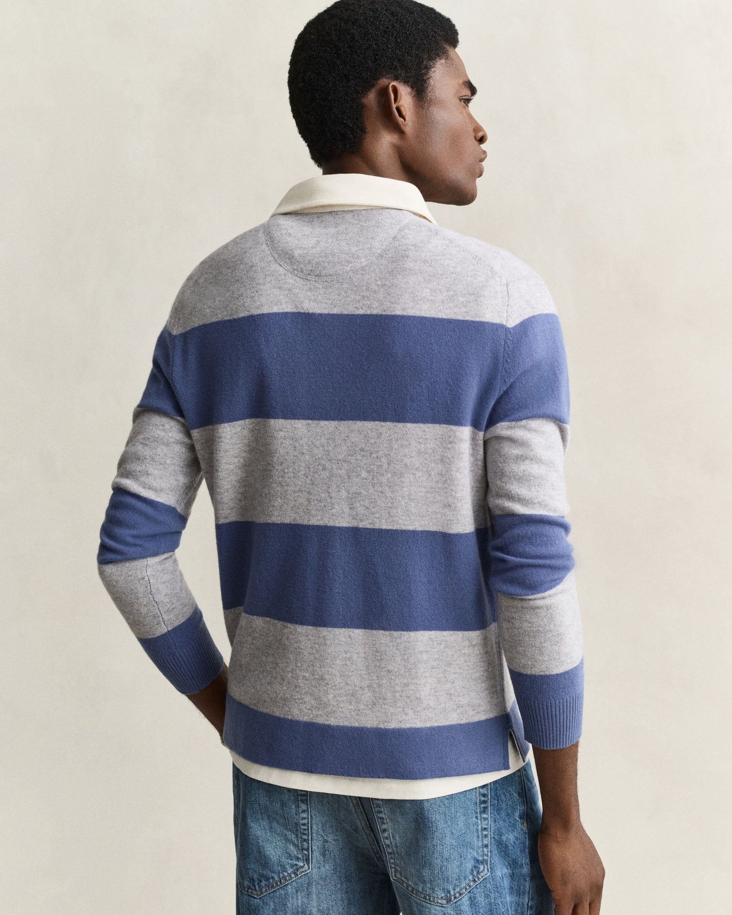 Barstriped Lambswool Rugger - Grey Melange