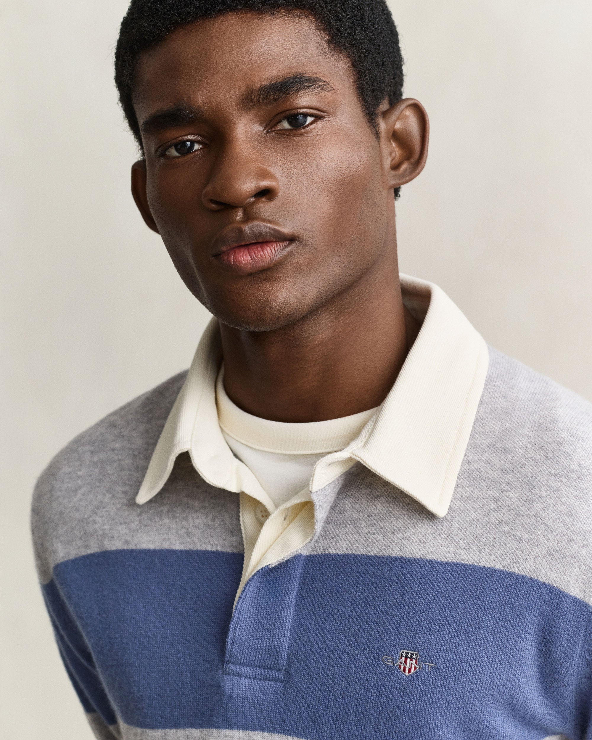 Barstriped Lambswool Rugger - Grey Melange