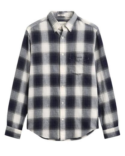 Regular Fit Windblown Flannel Check Shirt - Evening Blue