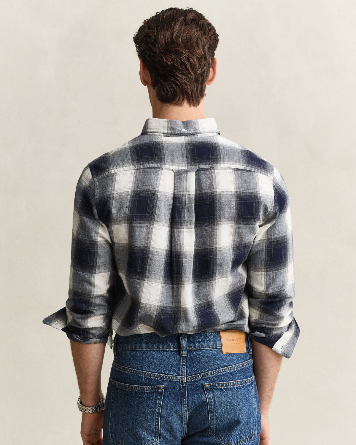 Regular Fit Windblown Flannel Check Shirt - Evening Blue