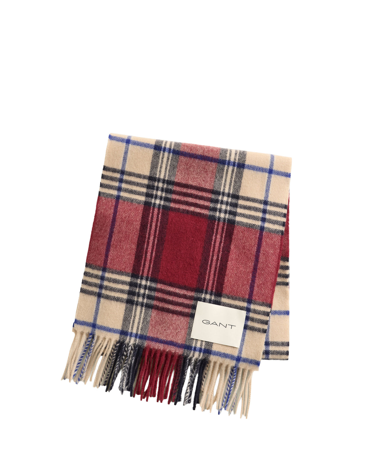 Checked Wool Scarf - Plumped Red