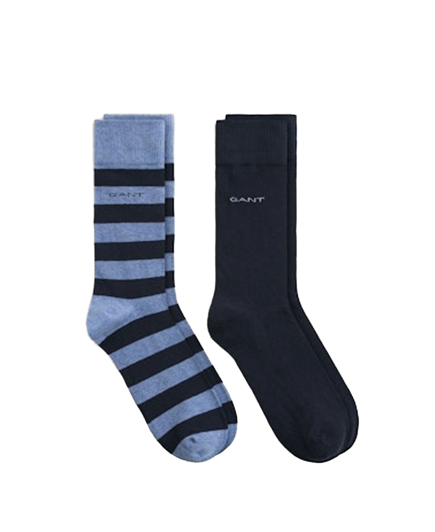 Barstripe And Solid Socks 2-Pack - Denim Blue Melange