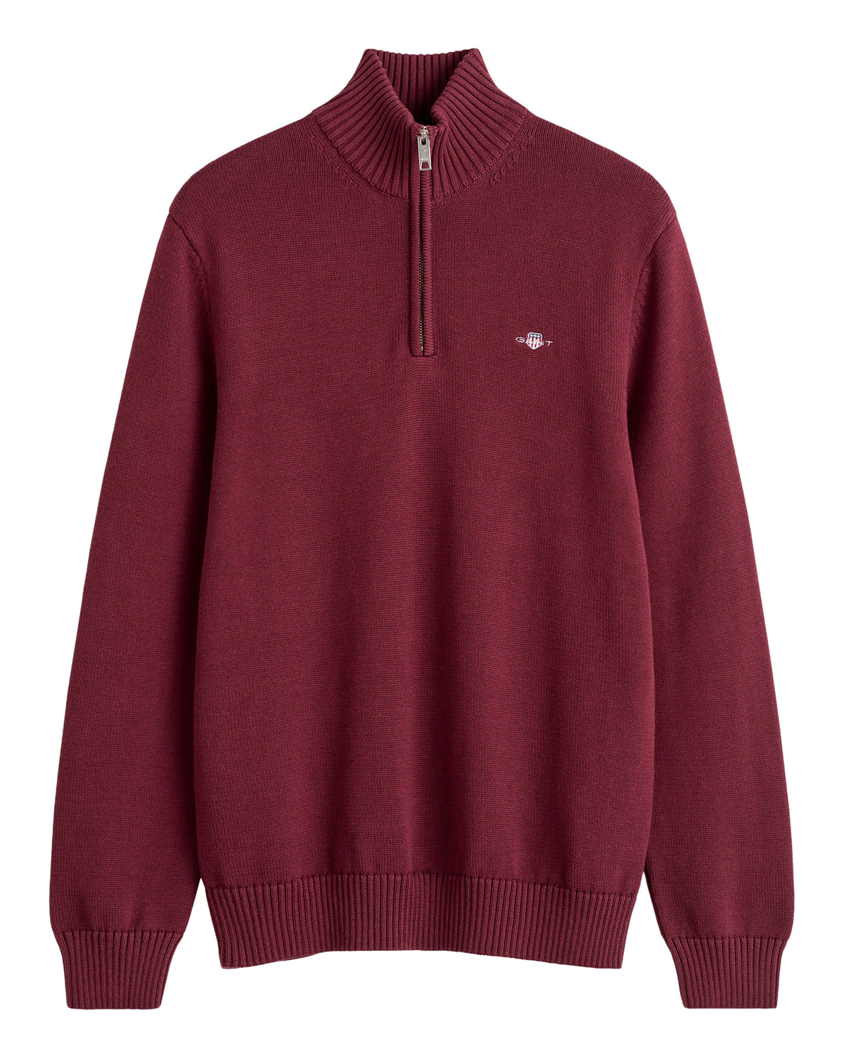 Cotton Knit Half-Zip Sweater - Deep Grape Wine