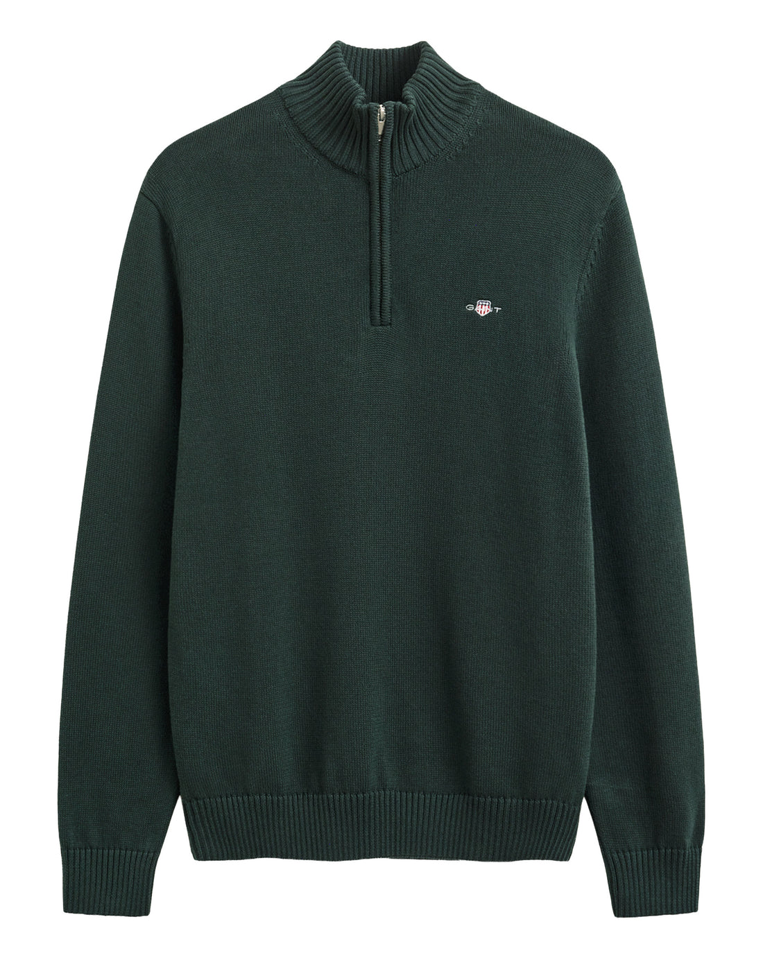 Cotton Knit Half-Zip Sweater - Tartan Green
