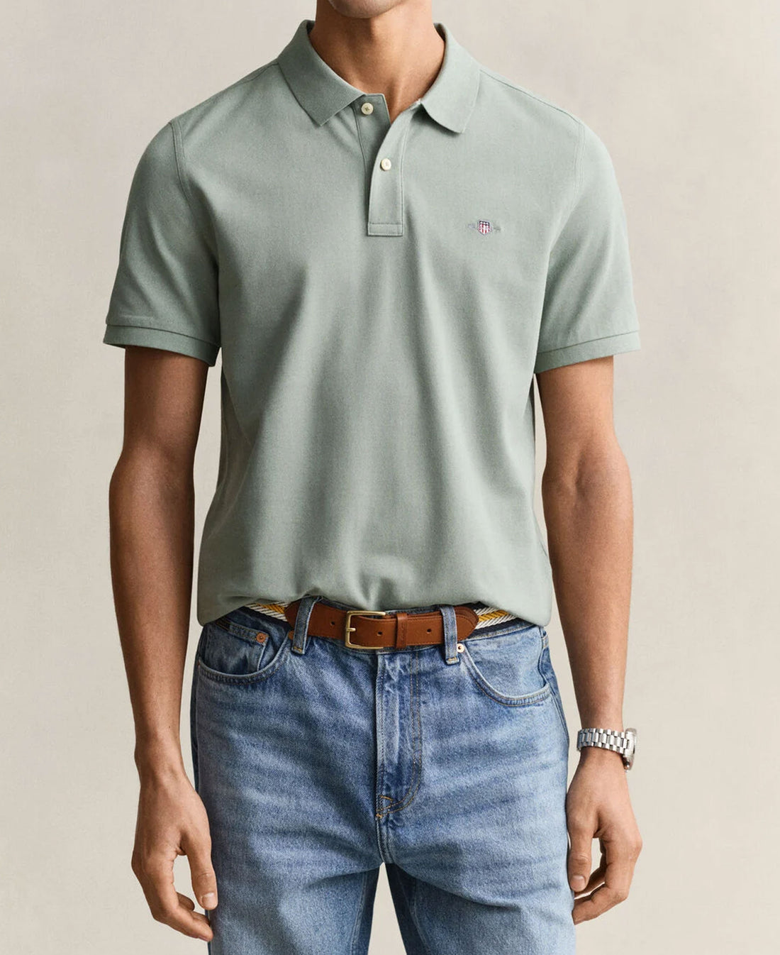 Regular Shield Short Sleeve Pique Polo - Ceramic Grey