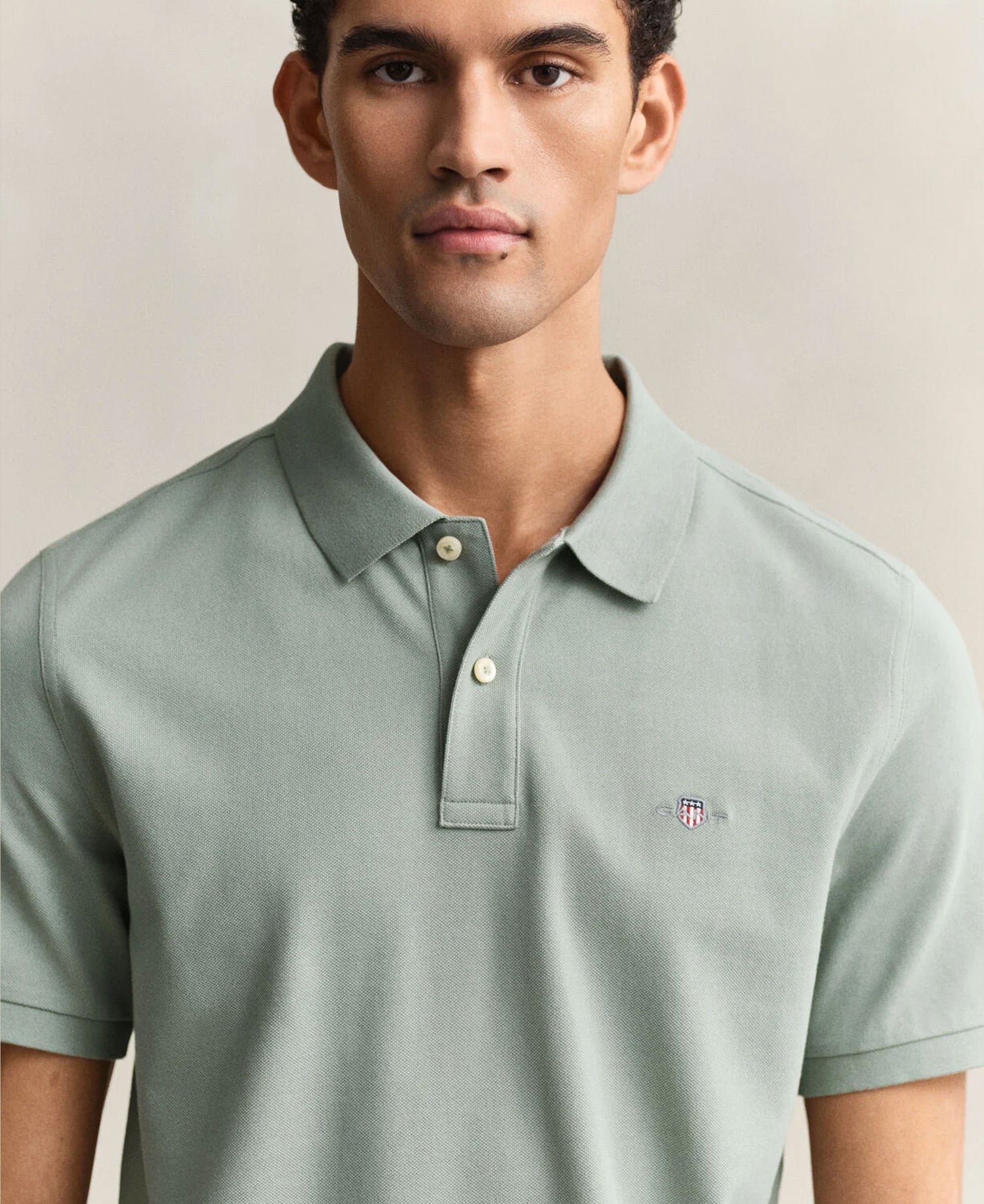 Regular Shield Short Sleeve Pique Polo - Ceramic Grey