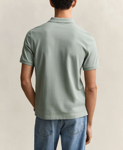 Regular Shield Short Sleeve Pique Polo - Ceramic Grey
