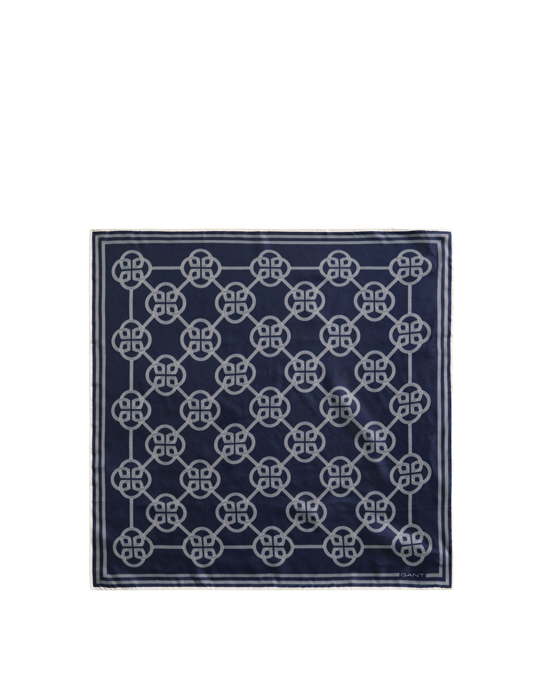 Monogram Print Silk Scarf - Evening Blue