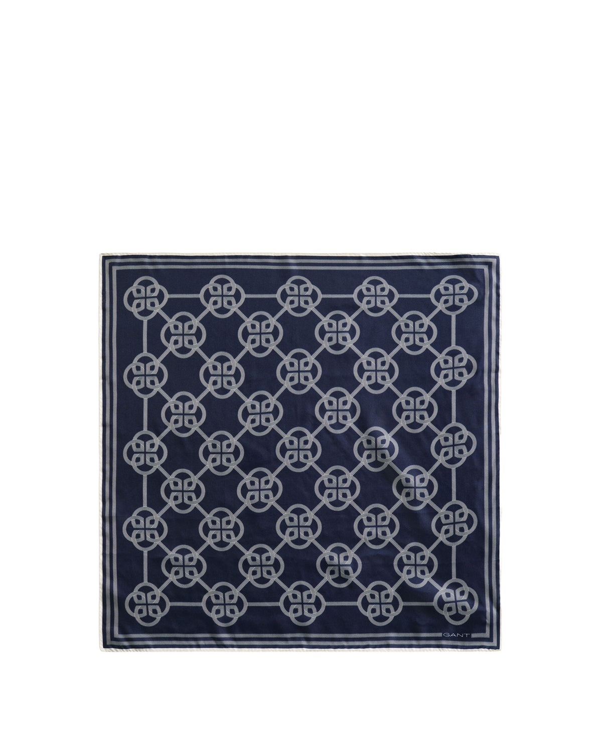 Monogram Print Silk Scarf - Evening Blue