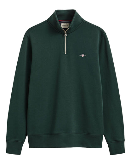 Regular Fit Shield Half Zip Sweat - Tartan Green