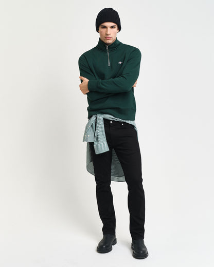 Regular Fit Shield Half Zip Sweat - Tartan Green