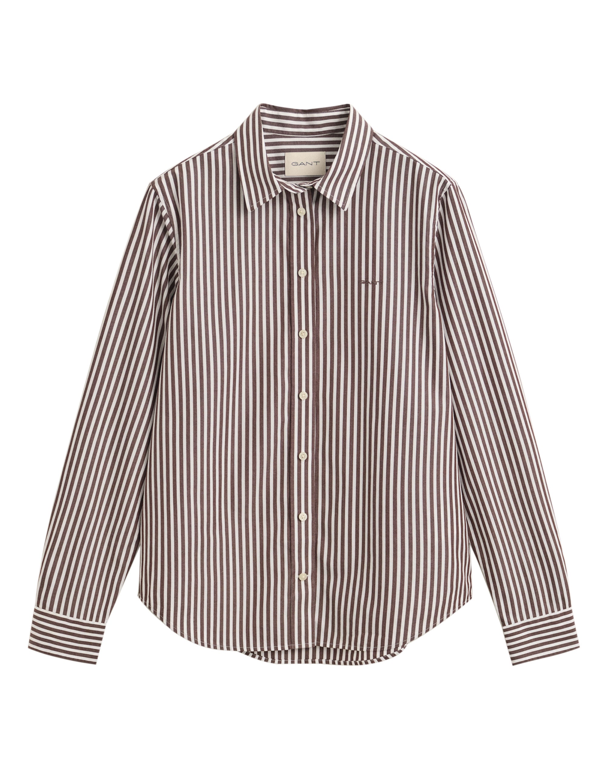 Regular Classic Poplin Striped Shirt - Deep Brown
