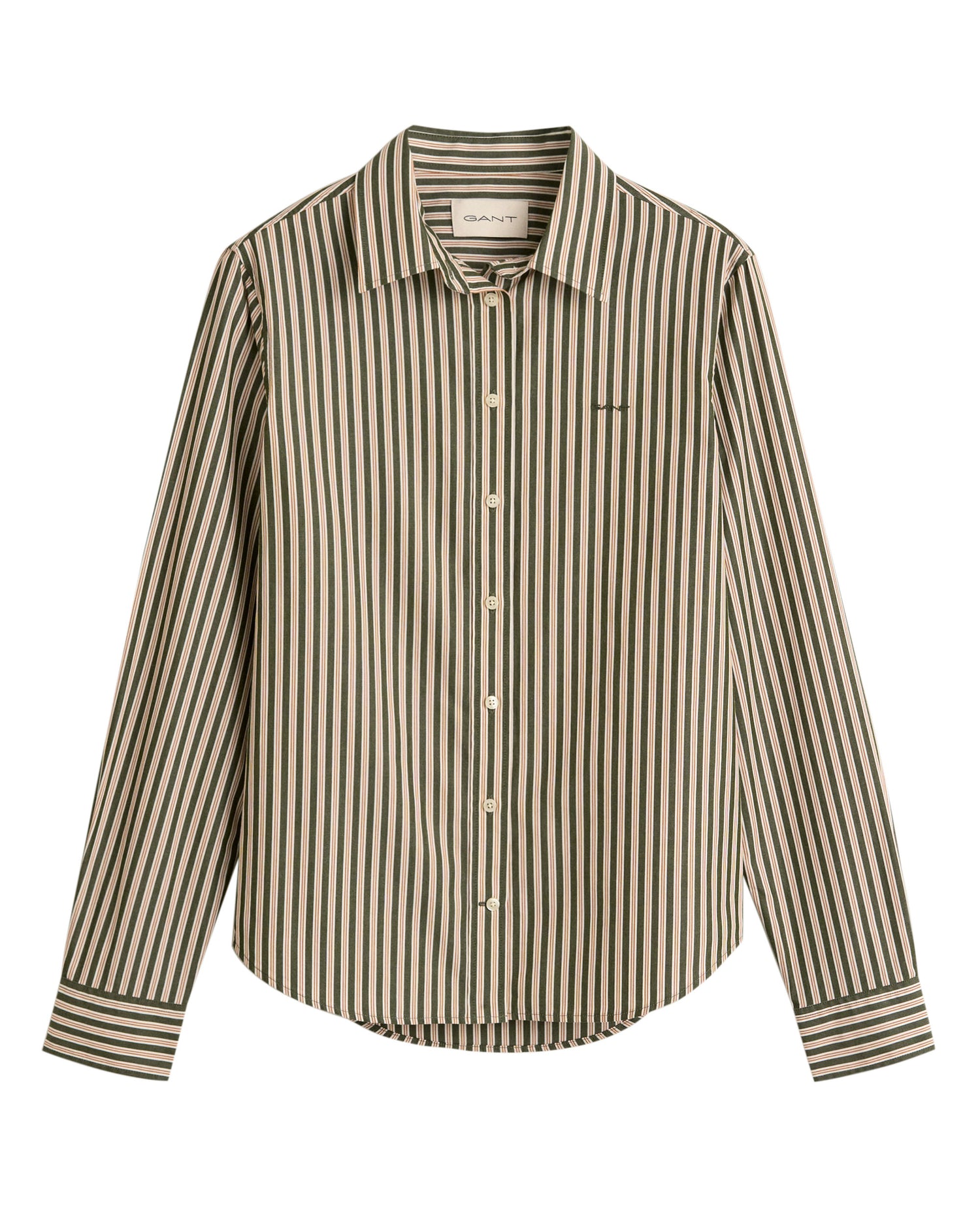 Regular Classic Poplin Striped Shirt - Country Green