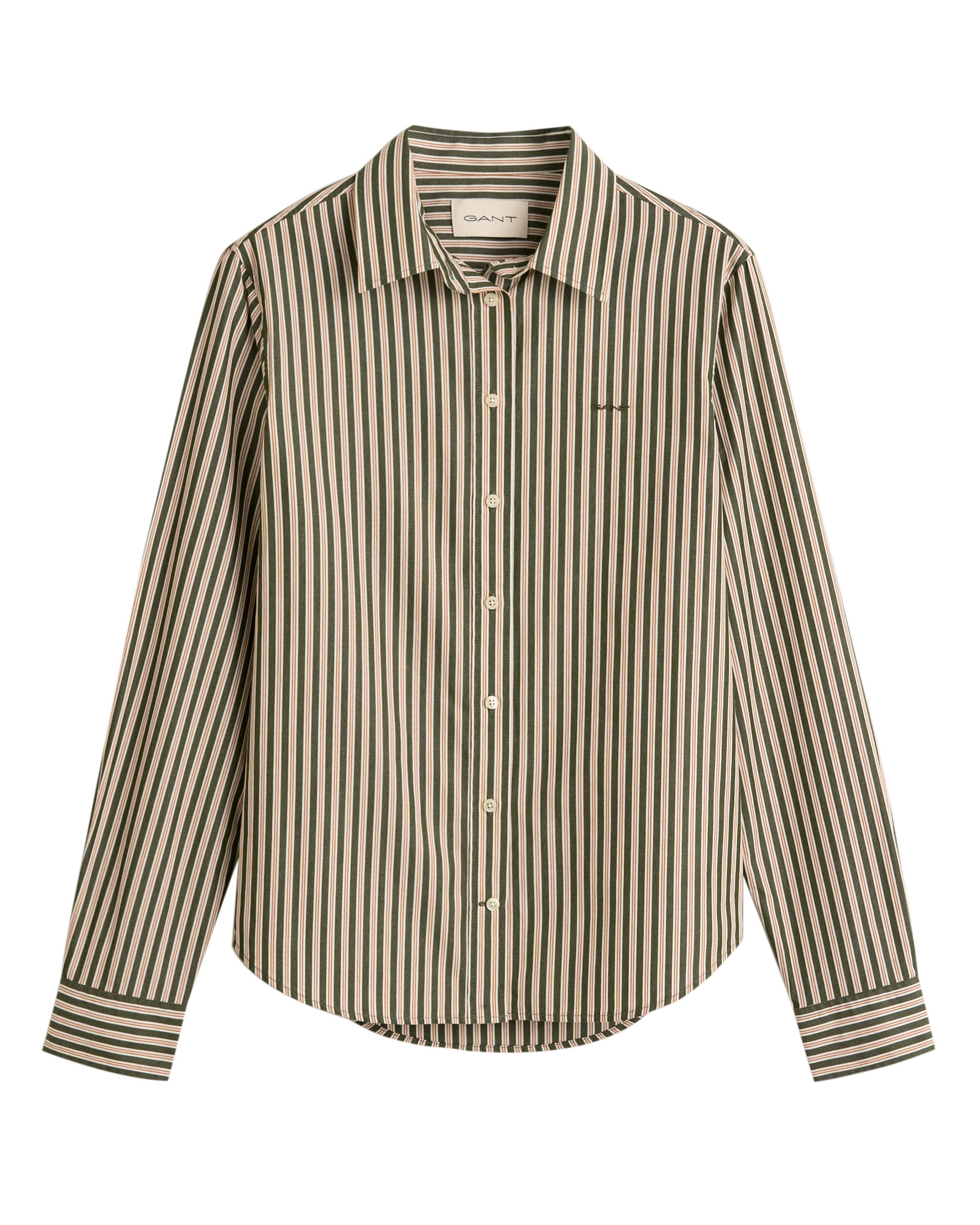 Regular Classic Poplin Striped Shirt - Country Green