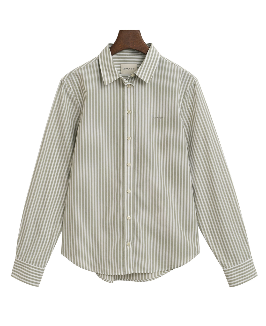 Regular Fit Striped Poplin Shirt - Faded Sage